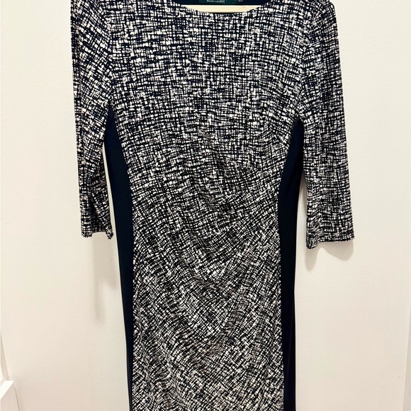 Lauren Ralph Lauren Quiet Luxury Black White Sheath Career Work Wedding Dress 14 - Picture 4 of 11